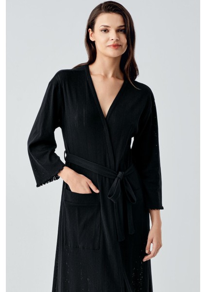 Uzun Kollu Ajurlu Esnek Pamuklu Sabahlık 17508 fiyatları