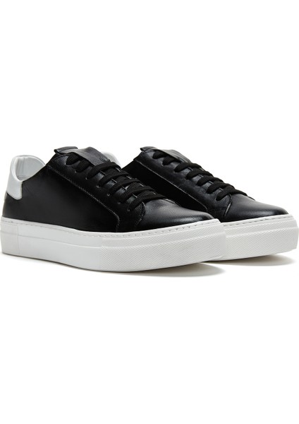 Kadın Siyah Bağcıklı Deri Sneaker 25SFD290518