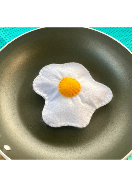 3 Parça Yumurta Keçe Oyun Seti - %100 El Yapımı Organik Oyuncak - Kahvaltı ve Mutfak Oyuncakları