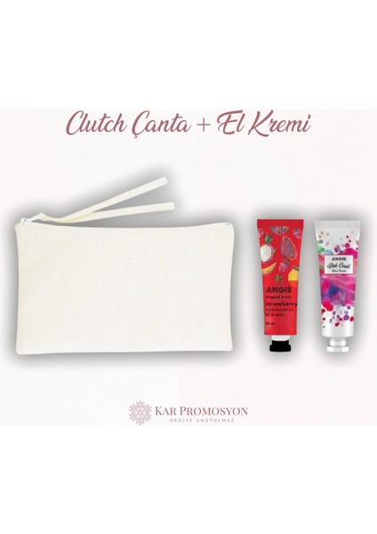Kadınlar Gününe Özel Clutch Çanta ve El Kremi Set fırsatları