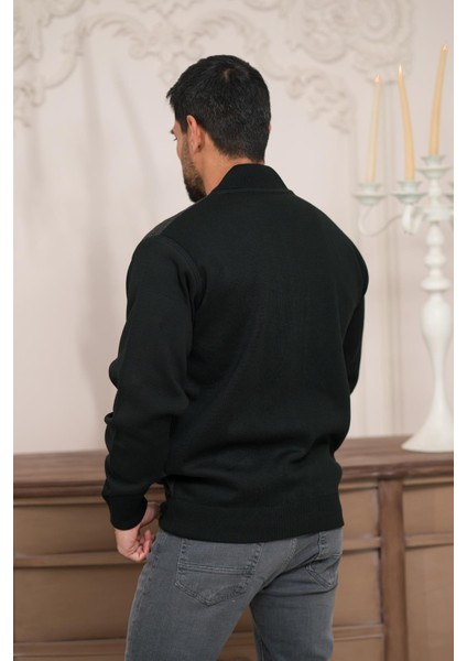 Pilot Yaka Fermuar Kapamalı Klasik Kesim Astarlı Desenli Çelik Örgü Hırka fırsatları