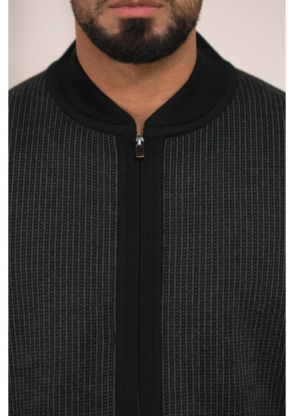 Pilot Yaka Fermuar Kapamalı Klasik Kesim Astarlı Desenli Çelik Örgü Hırka indirimleri