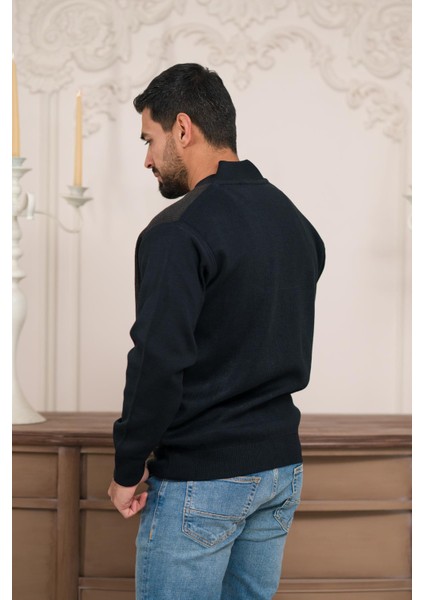 Pilot Yaka Fermuar Kapamalı Klasik Kesim Astarlı Desenli Çelik Örgü Hırka indirimleri