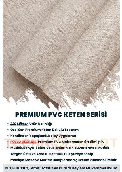60 cm ×300 cm Kendinden Yapışkanlı Dokulu Keten Görünümlü Duvar Kağıdı Mutfak Dolap Kaplama