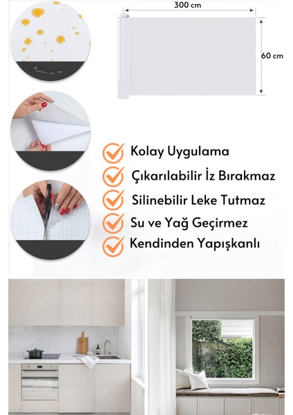 60 cm ×300 cm Kendinden Yapışkanlı Dokulu Keten Görünümlü Duvar Kağıdı Mutfak Dolap Kaplama