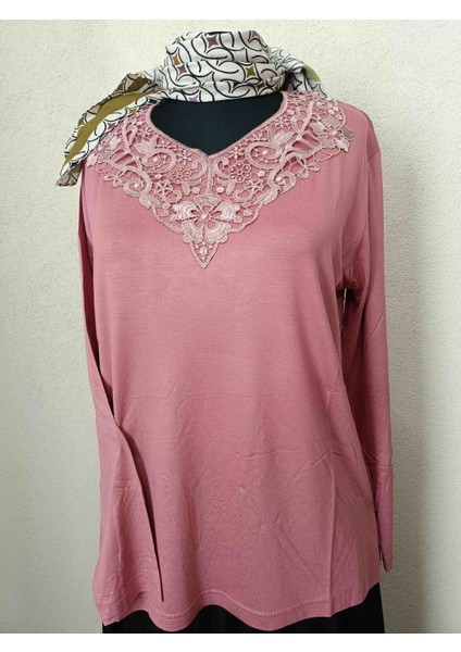 Kadın Giyim Pembe Güpürlü Uzun Kollu Anne Penyesi fiyatları