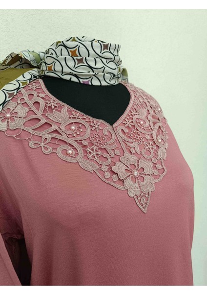 Kadın Giyim Pembe Güpürlü Uzun Kollu Anne Penyesi modelleri