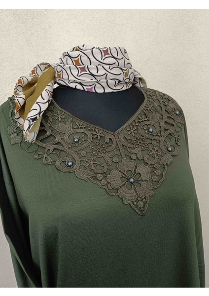 Kadın Giyim Yeşil Renk Güpürlü Uzun Kollu Anne Penyesi modelleri