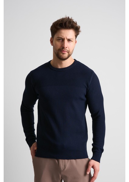 Dokulu Desenli Erkek Triko Kazak