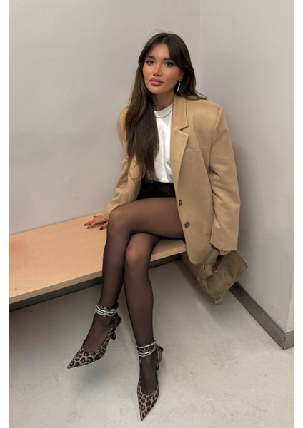 Premium Oversize Çift Düğme Blazer Kadın Süet Ceket