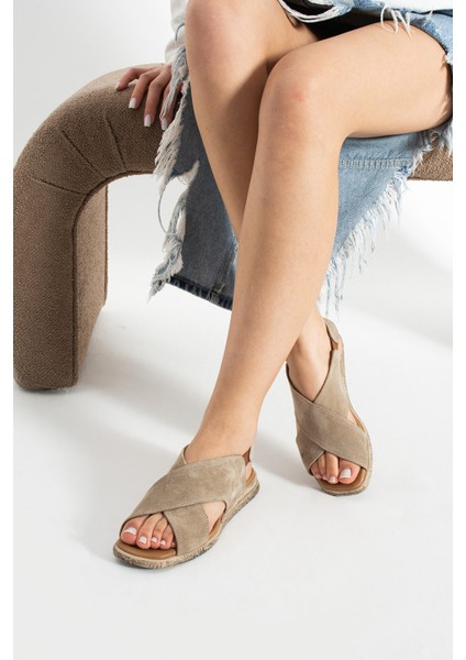 Curry Kadın Hakiki Deri Bej Süet Sandalet modelleri
