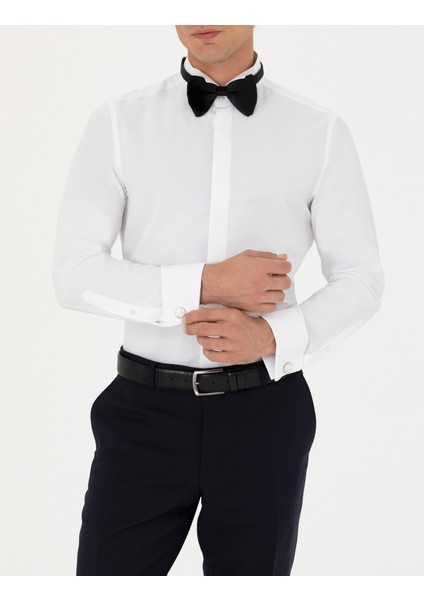 Erkek Beyaz Slim Fit Smokin Gömlek 50277752-VR013