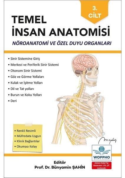 Temel Insan Anatomisi 3. Cilt Nöroanatomi ve Özel Duyu Organları - Bünyamin Şahin