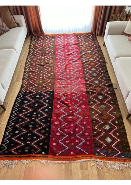 175 x 325 cm Oversize Türk Kilimi, Pıtrak Motifli 50 Yıllık Eşsiz Halı, Salon Için Şık Modern Halı