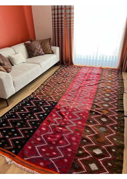 175 x 325 cm Oversize Türk Kilimi, Pıtrak Motifli 50 Yıllık Eşsiz Halı, Salon Için Şık Modern Halı