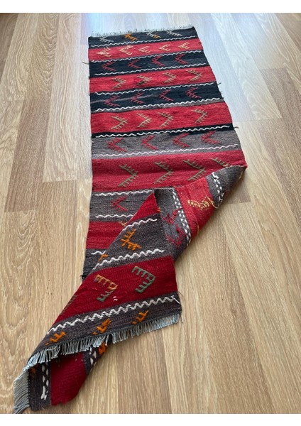 45X145 cm Siyah Kırmızı Çizgili Kilim, Bohem Stil Vintage Türk Kilimi, Şık Dekoratif Kilim, Antika Ev Hediyesi fiyatları