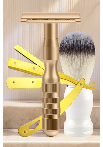 S8 Full Metal Manuel Tıraş Makinesi + F8 Tıraş Fırça + U3 Full Metal Ustura