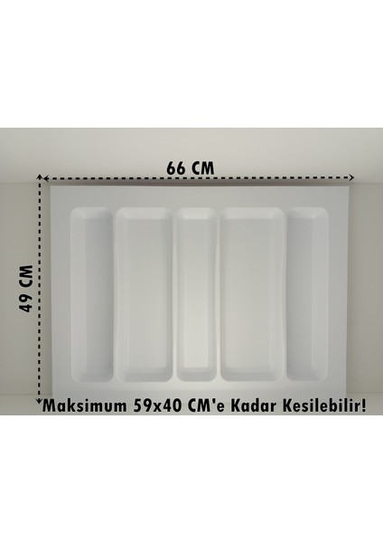 65X49 Cm. 5 Bölmeli Beyaz Çekmece Içi Düzenleyici Kepçelik (60X40 Cm'e Kadar Kesilr) fiyatları