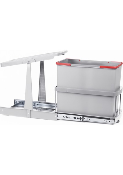 Pyramith Gri 24 Litre Teleskopik Raylı Çöp Kovası (P9156)