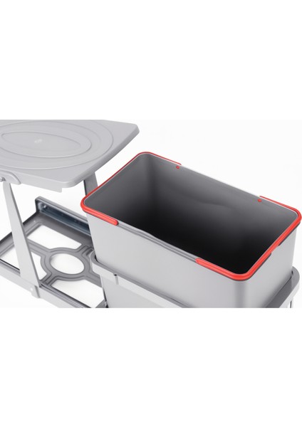 Pyramith Gri 24 Litre Teleskopik Raylı Çöp Kovası (P9156)