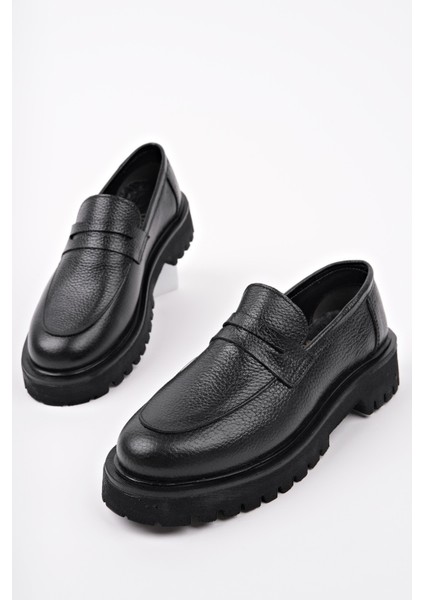 Paradise Hakiki Deri Kalın Taban Günlük Casual Makosen Kadın Loafer Ayakkabı