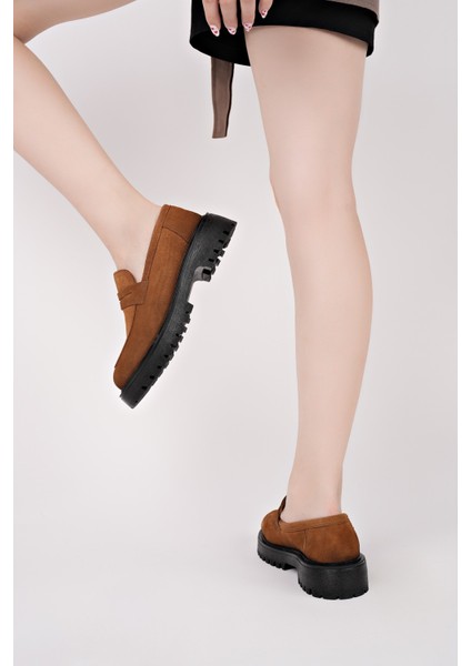 Paradise Hakiki Deri Kalın Taban Günlük Casual Makosen Kadın Loafer Ayakkabı