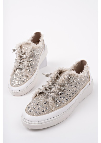 Vienna Bağcıklı Taşlı Kadın Günlük Denim Sneaker Spor Ayakkabı