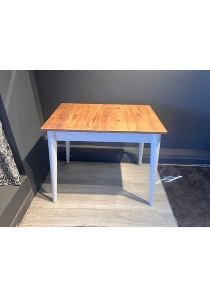 60X90 Bohem Tarzı Sabit Beyaz Renk Beyaz Ayaklı Küçük Yemek Mutfak ve Balkon Masası