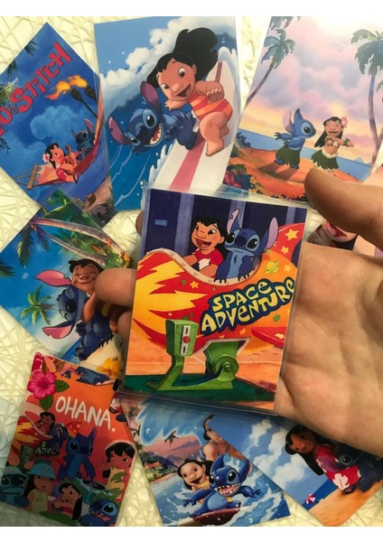 Lilo ve Stitch Temalı Fotoğraf Kağıdına Pvc Kaplama 9 Adet 6x8 cm Fotokart Kartpostal fiyatları