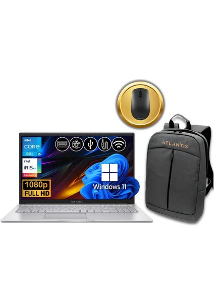 Vivobook I5-1335U 24GB 256GB M.2 SSD X1504VA-NJ1424 ATL72 15.6" W11PRO Notebook &çanta+Mouse