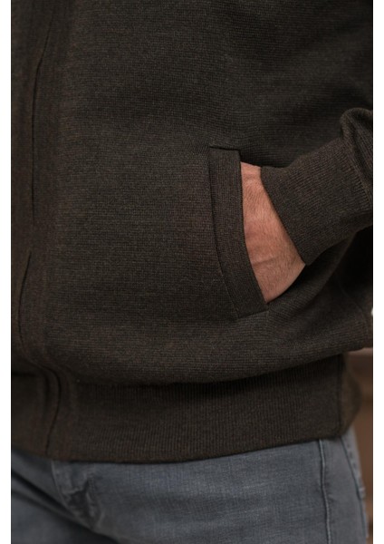 Polo Yaka Fermuar Kapamalı Klasik Kesim Astarlı Çelik Örgü Hırka fırsatları