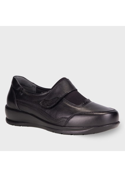 ANITA 55012-K Siyah Kadın Günlük Deri Comfort Ayakkabı