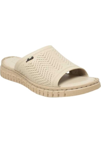 SOFIA 38505-G Bej Kadın Deri Comfort Terlik