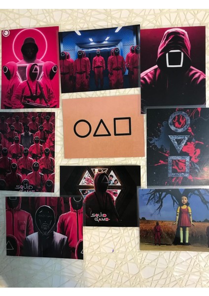 Squıd Game Temalı Fotoğraf Kağıdına Pvc Kaplama 9 Adet 6x8 cm Fotokart Kartpostal