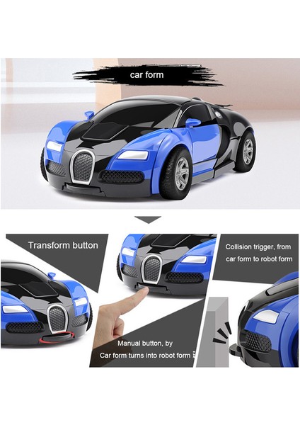 Tek Tıkla Otomatik Çarpışma Deformasyon Robotu Çocuk Hediye Çift Form Oyuncak Araba Baba Oğul Etkileşimli Model Araba (Yurt Dışından)