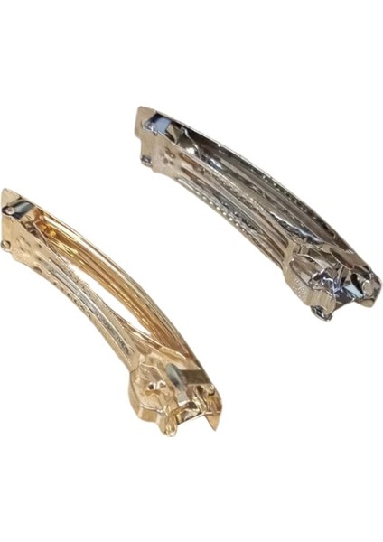 8 cm 10 Adet Gümüş +10 Adet Gold Renk Metal Otomatik Toka Klipsi Boş Süslenmemiş
