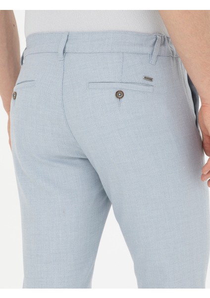 Erkek Açık Mavi Slim Fit Beli Lastikli Kanvas Pantolon 50288508-VR003