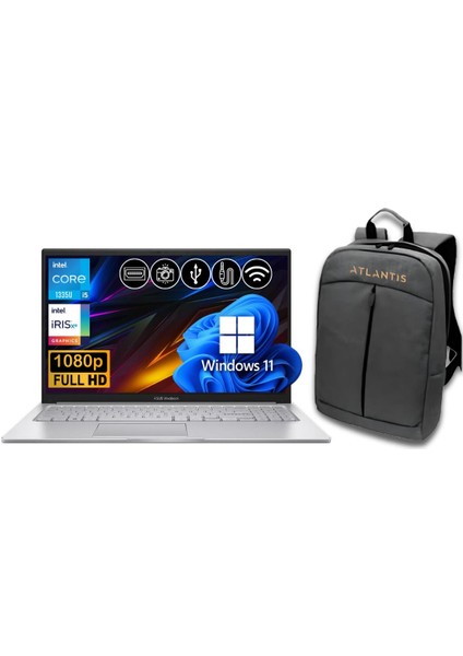 Vivobook I5-1335U 40GB 256GB M.2 SSD X1504VA-NJ1424 ATL60 15.6" W11PRO Notebook &çanta