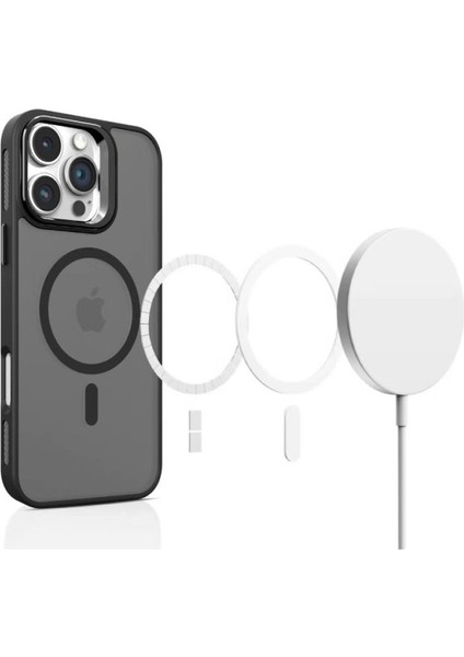 iPhone 16 Plus Stantlı Kılıf Lens Korumalı Kılıf Mat Magsafe Özellikli Kılıf - Gold