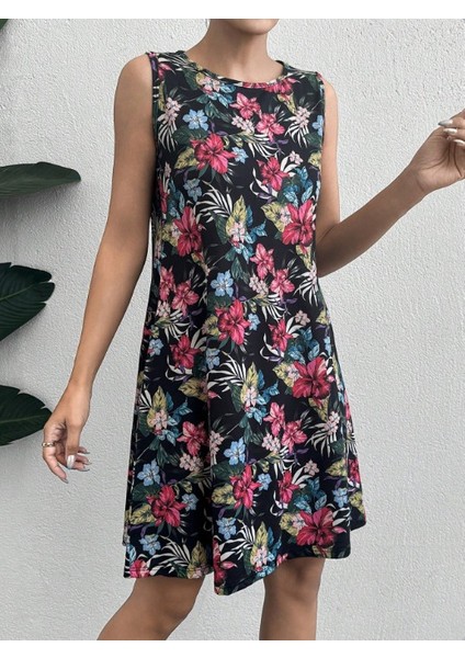 Kadın Renkli çiçek Baskılı Süprem Elbise fiyatları
