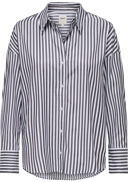 Kadın Onloregon Uzun Kollu Regular Fit Gömlek 15314330 Siyah