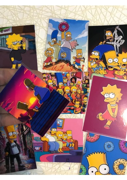 Simpsonlar Temalı Fotoğraf Kağıdına Pvc Kaplama 9 Adet 6x8 cm Fotokart Kartpostal fiyatları