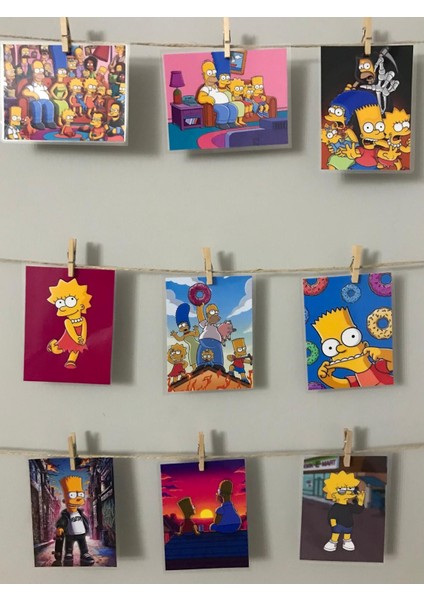 Simpsonlar Temalı Fotoğraf Kağıdına Pvc Kaplama 9 Adet 6x8 cm Fotokart Kartpostal modelleri