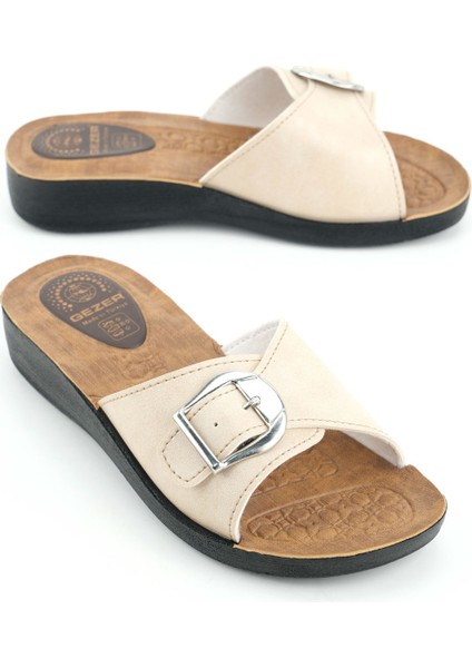 Kadın Yazlık Suni Deri Tek Toka Ayarlanabilir Rahat Taban Günlük Terlik