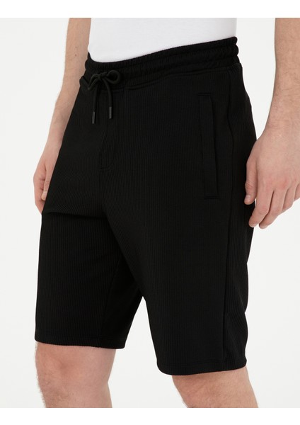 Erkek Siyah Regular Fit Örme Şort 50285211-VR046