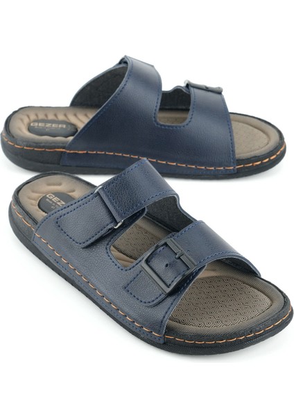 Yazlık Erkek Suni Deri İki Toka Ayarlanabilir Rahat Taban Günlük Terlik