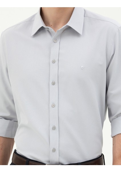 Erkek Gri Slim Fit Uzun Kollu Gömlek 50282967-VR024