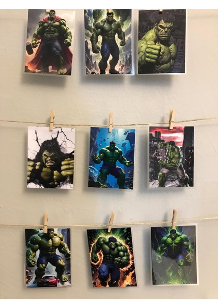 Hulk Temalı Fotoğraf Kağıdına Pvc Kaplama 9 Adet 6x8 cm Fotokart Kartpostal modelleri
