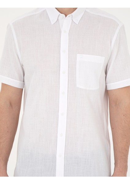 Erkek Beyaz Regular Fit Kısa Kollu Gömlek 50284267-VR013
