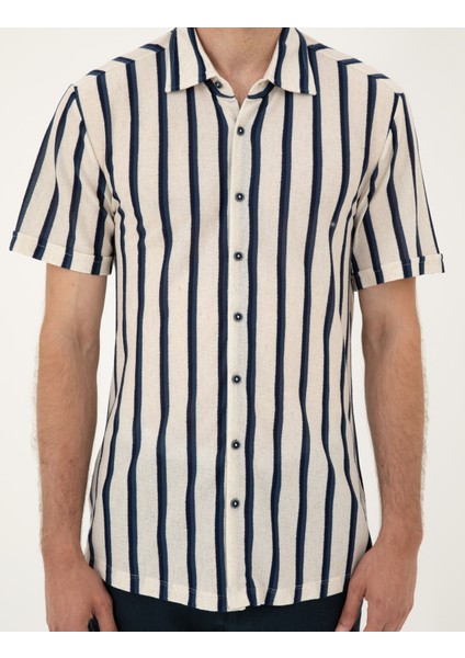 Erkek Bej Slim Fit Örme Gömlek 50289021-VR011
